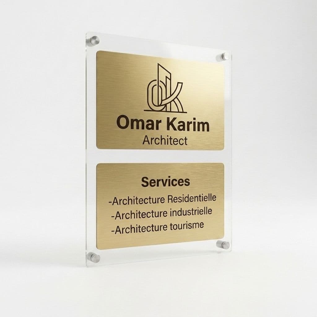 Plaque professionnelle architecte — Design moderne — Plaque professionnelle —30x40 cm