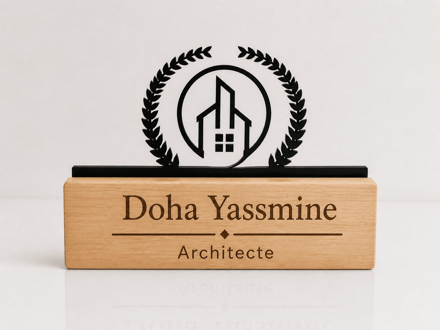 Plaques de bureau — Acrylique + bois naturel