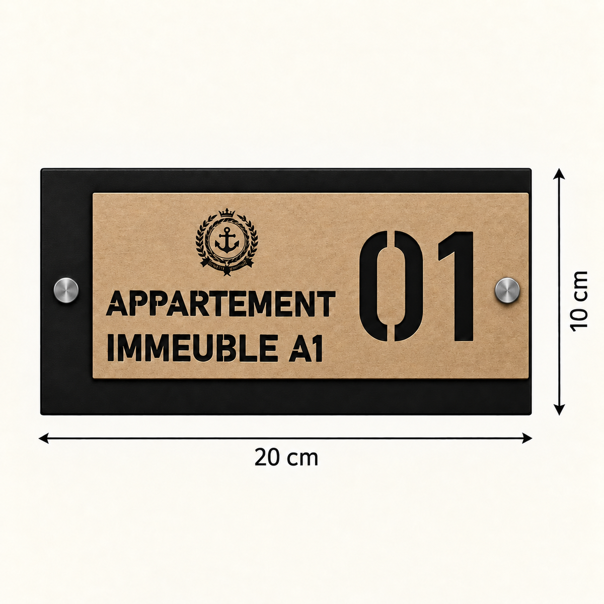 Plaque Numéro d'Appartement Personnalisée 20×10 cm
