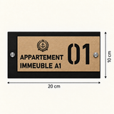 Plaque Numéro d'Appartement Personnalisée 20×10 cm