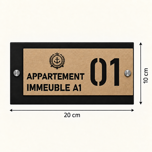 Plaque Numéro d'Appartement Personnalisée 20×10 cm