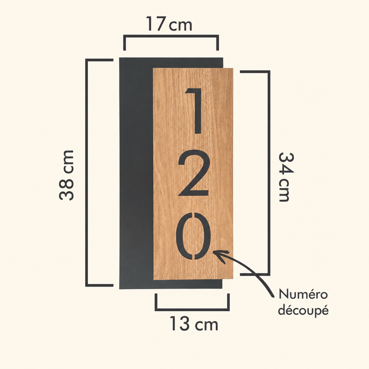 Plaque Numéro de Chambre Verticale — Bois & Noir
