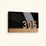 Plaque Numéro de Chambre — Noir Brillant & Bois